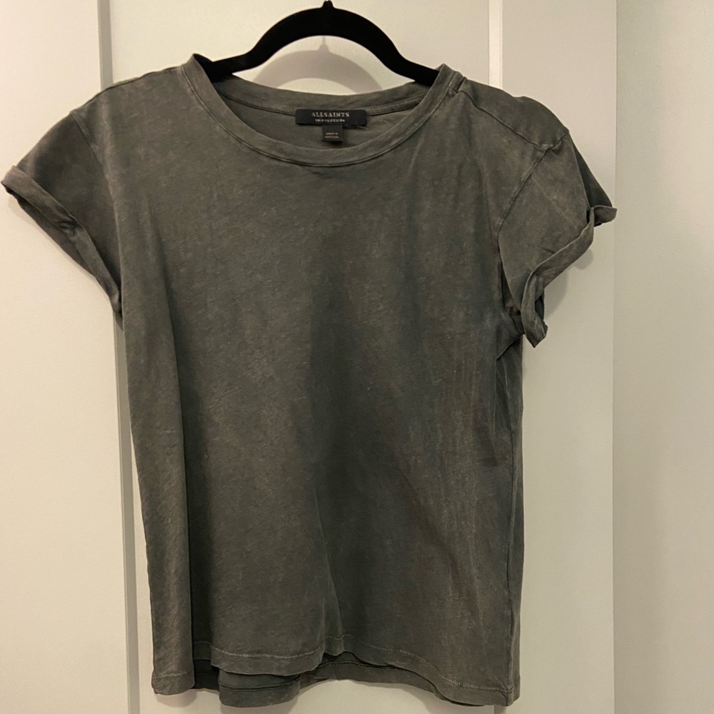 Brand new All Saints charcoal gray washed tee